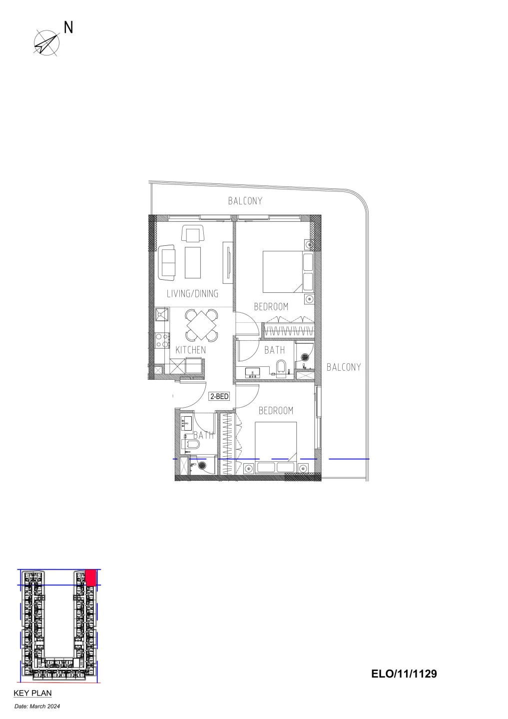 Elo Damac — планировка 2 BR Type C