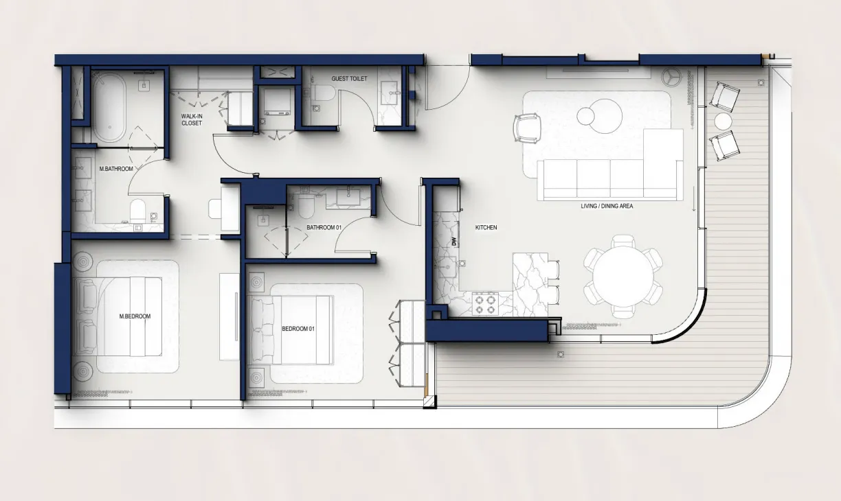 Hilton Residences — планировка TYPICAL 2 BR C