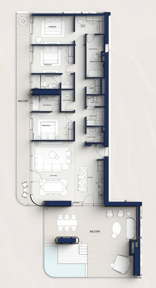 Hilton Residences — планировка 3BR - PENTHOUSE (E)