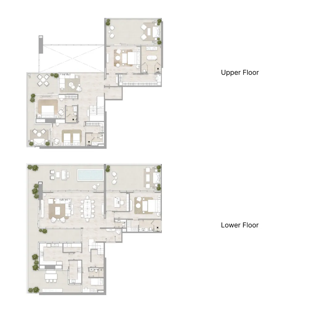 Kempinski Marina Residences — планировка 4 BR Dup Type 1