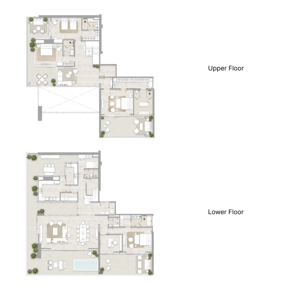 Kempinski Marina Residences — планировка 4 BR Dup Type 1A