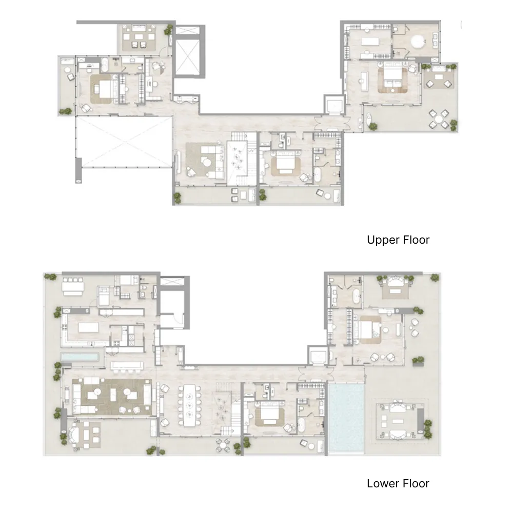 Kempinski Marina Residences — планировка 5 BR Dup Type 1