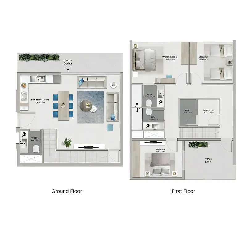 Mayyas at The Bay — планировка 3 BR Type B
