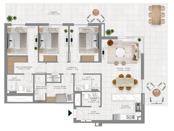Park Lane — планировка 3 BR Type A