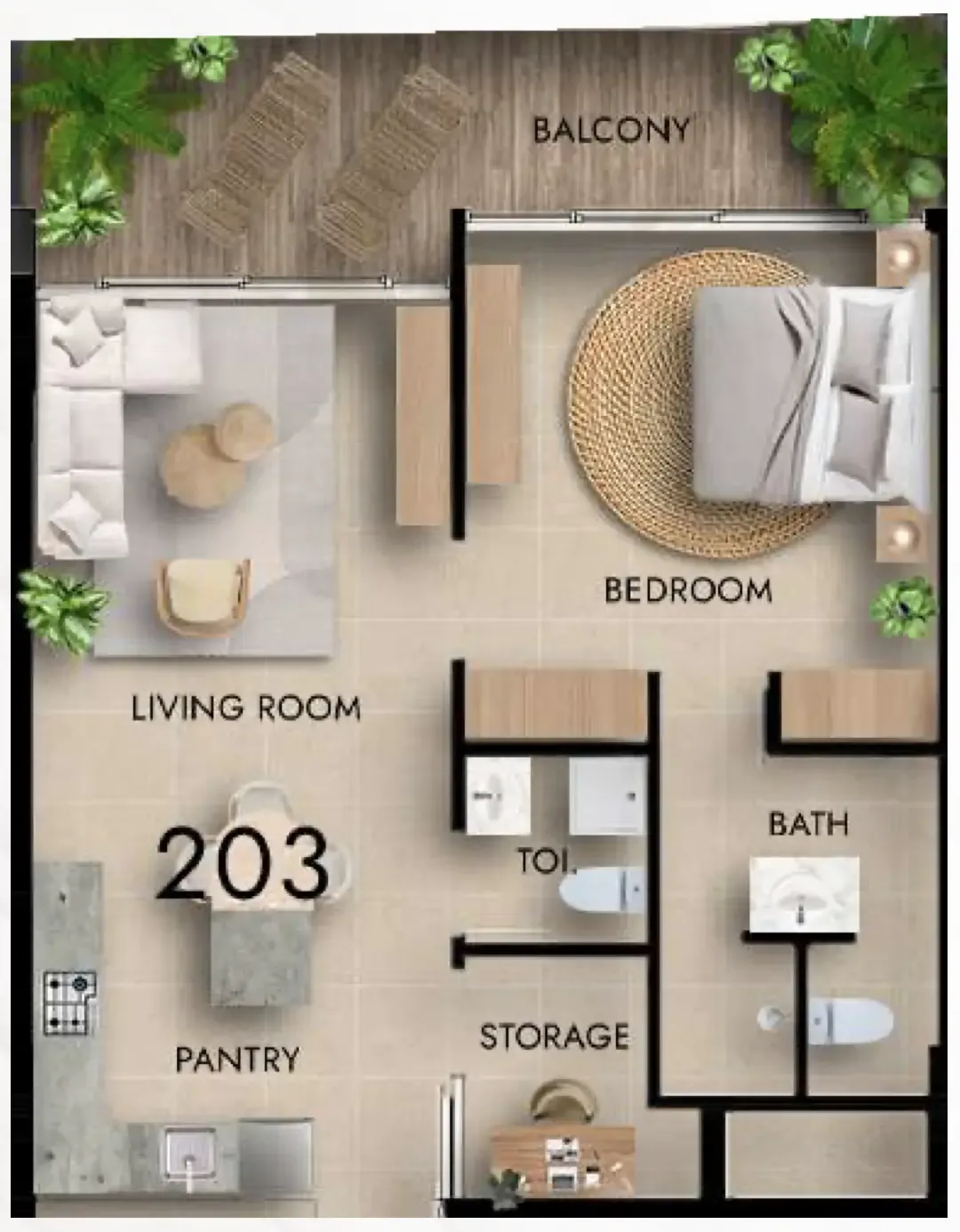 Parkside Boulevard — планировка 1 BR Type A