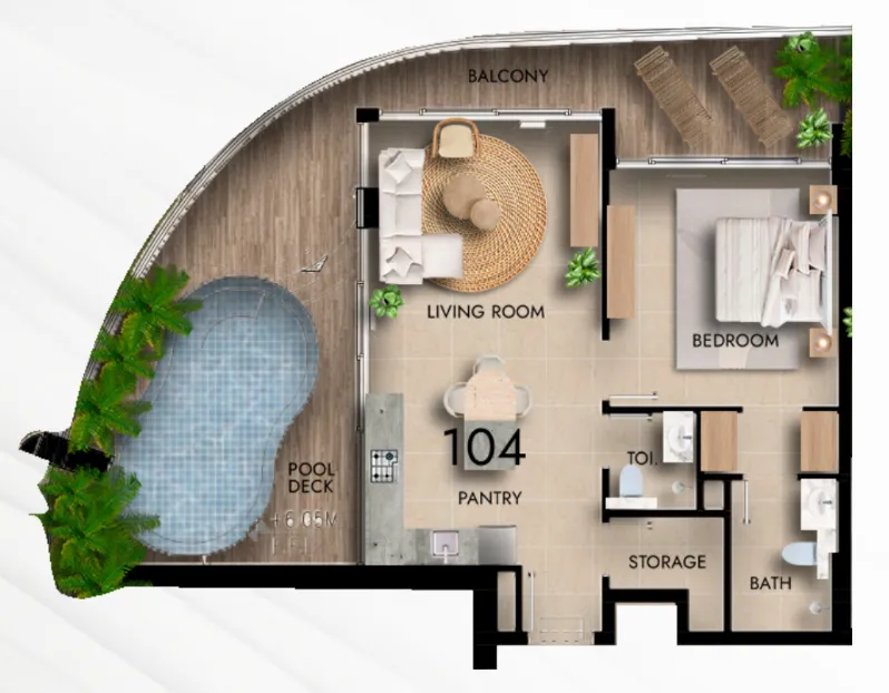 Parkside Boulevard — планировка 1 BR Type B