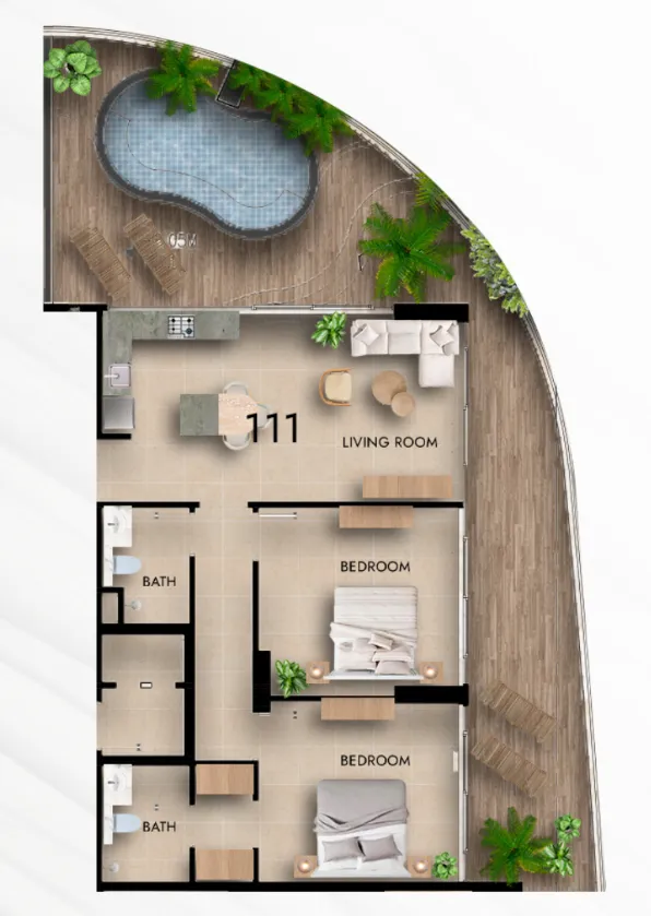 Parkside Boulevard — планировка 2 BR Type A