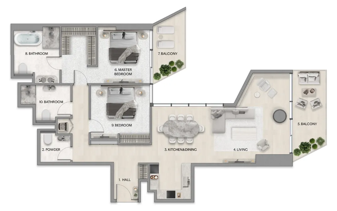 Riviera Residence — планировка 2BR Type 8