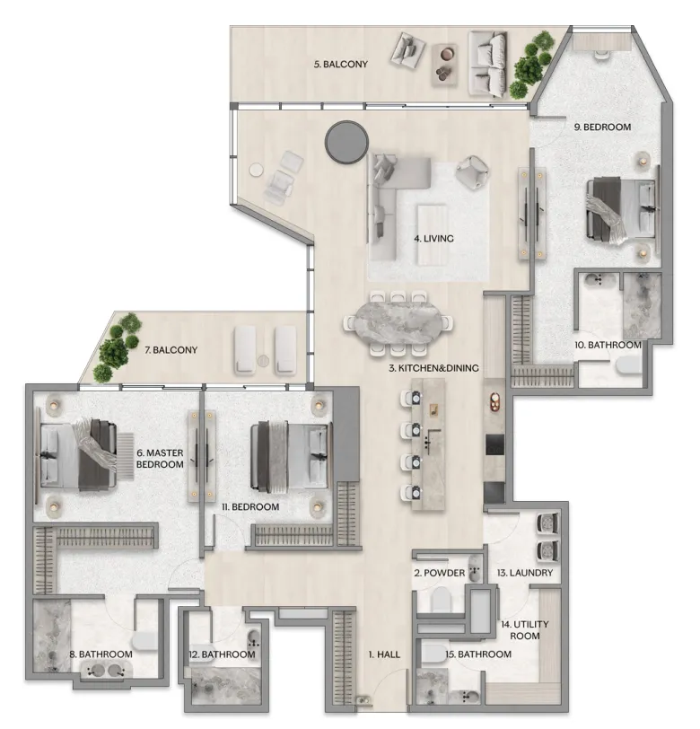 Riviera Residence — планировка 2BR Type 21