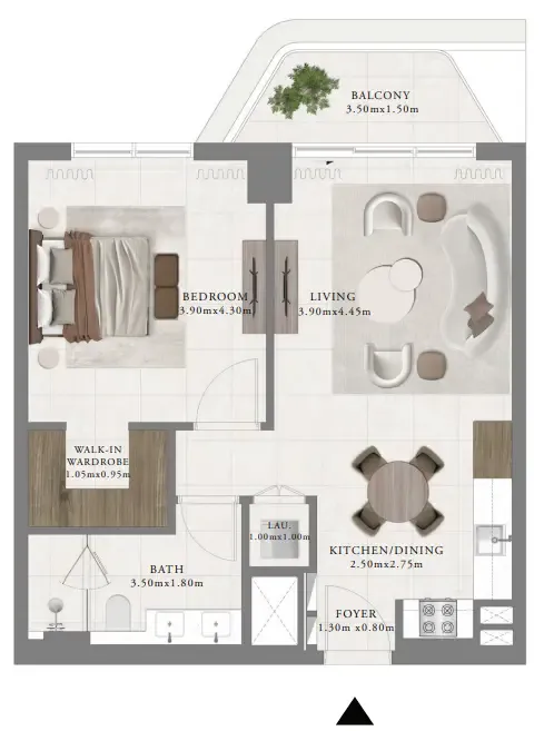 Sera 2 — планировка 1 BR Type A