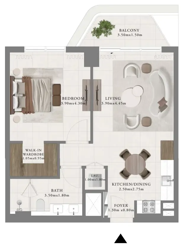 Sera 2 — планировка 1 BR Type B