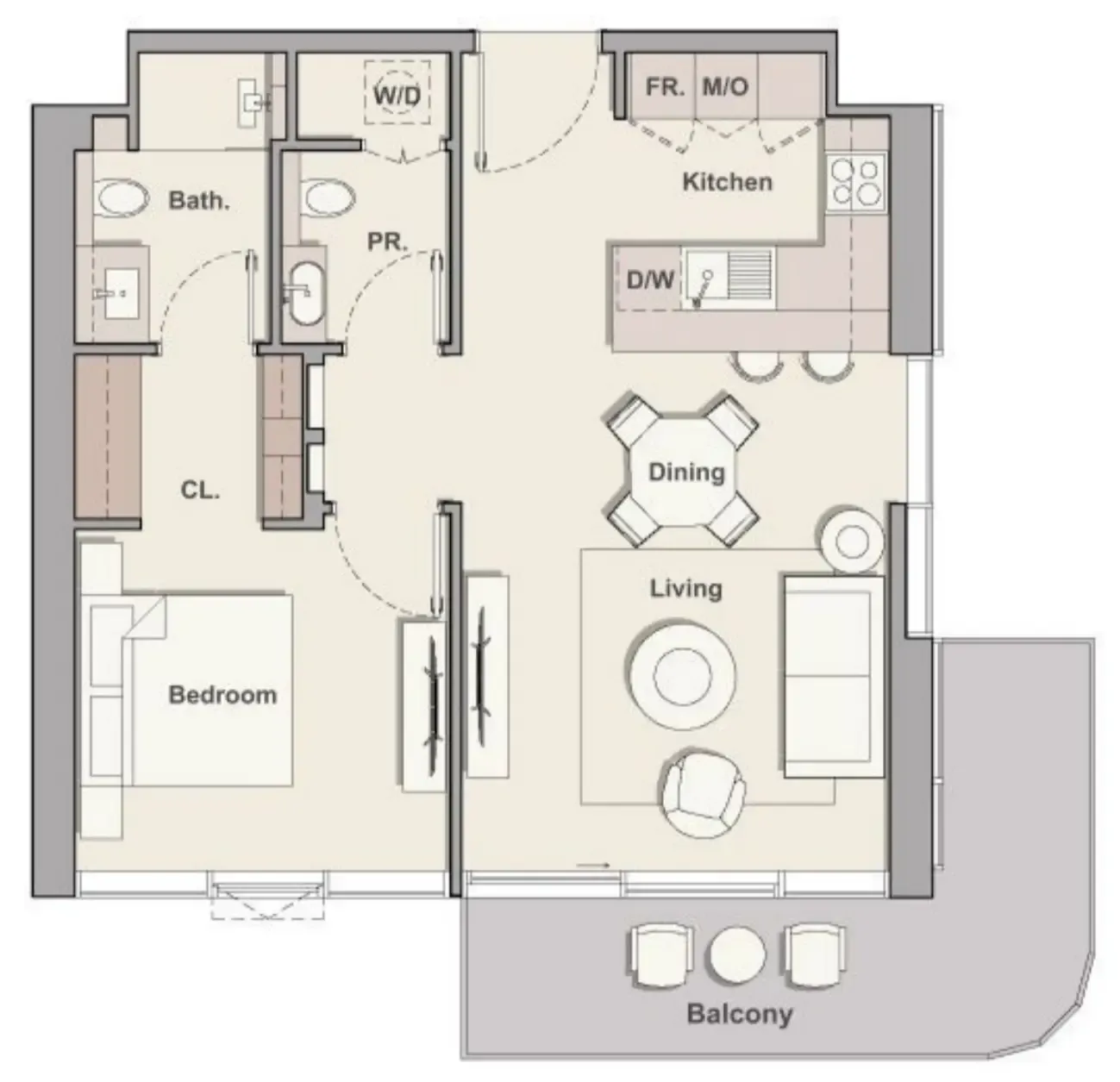 Soto Grande — планировка 1 BR Type E