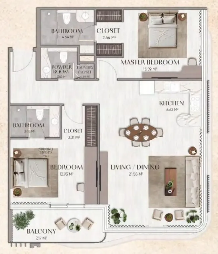 Urban Horizon — планировка 2 BR Type A