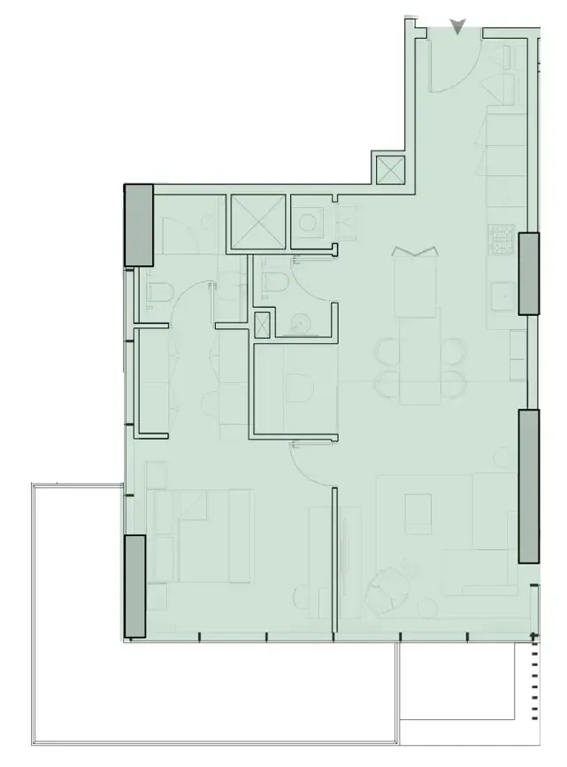 Wynwood Horizon — планировка 1 BR Type B