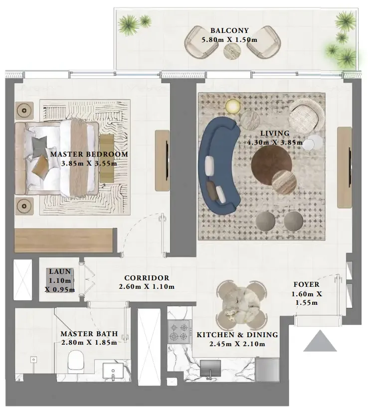 Albero — планировка 1 BR Type A