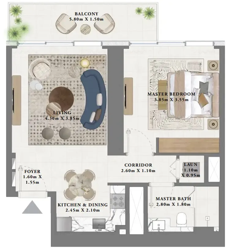 Albero — планировка 1 BR Type B