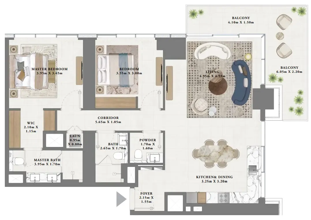 Albero — планировка 2 BR Type A
