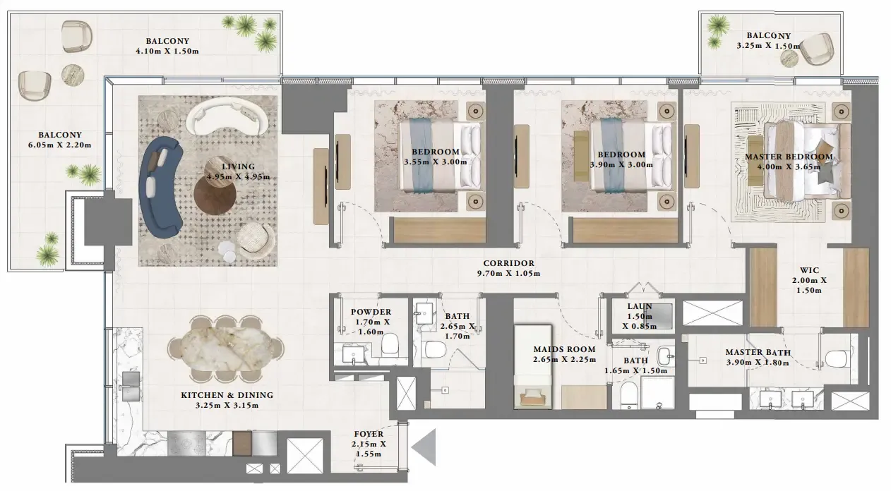 Albero — планировка 3 BR Type A