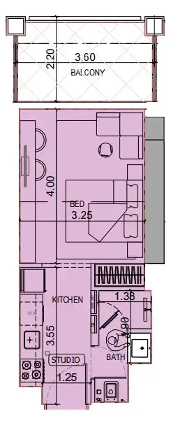 Binghatti Titania — планировка 0 BR Type C