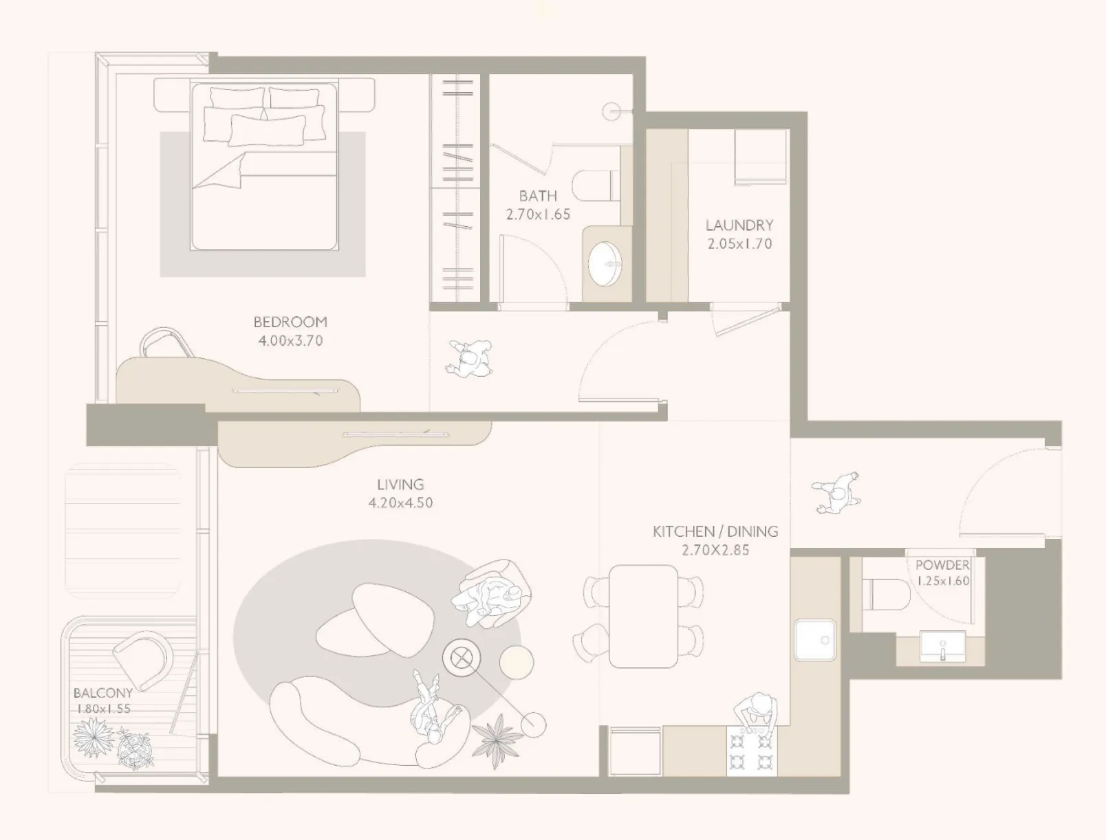 Isla Private Residences — планировка 1 BR Type A
