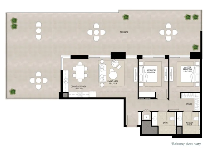 Haya on the Park — планировка 2 BR Type C