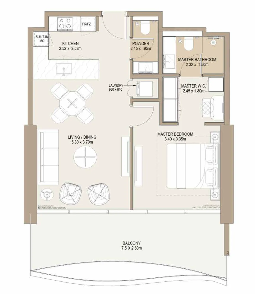Laguna Residence — планировка 1 BR Type Q