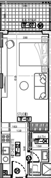 Laya Courtyard — планировка 0 BR Type A
