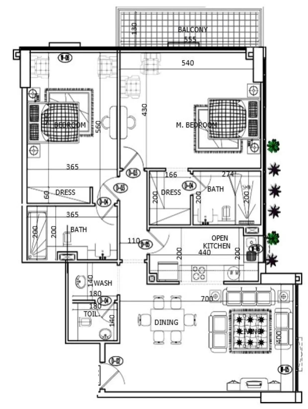 Mackerel Tower — планировка 2 BR Type A
