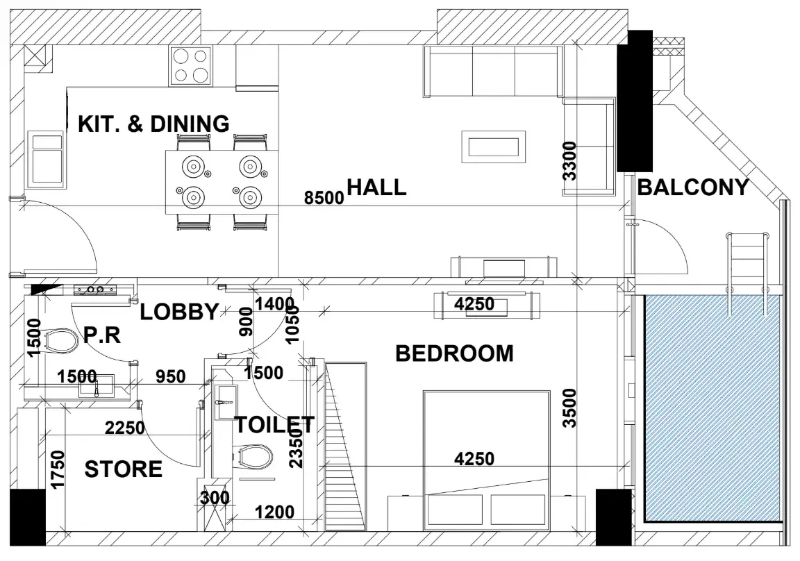 Peace Lagoons 2 — планировка 1 BR Type J