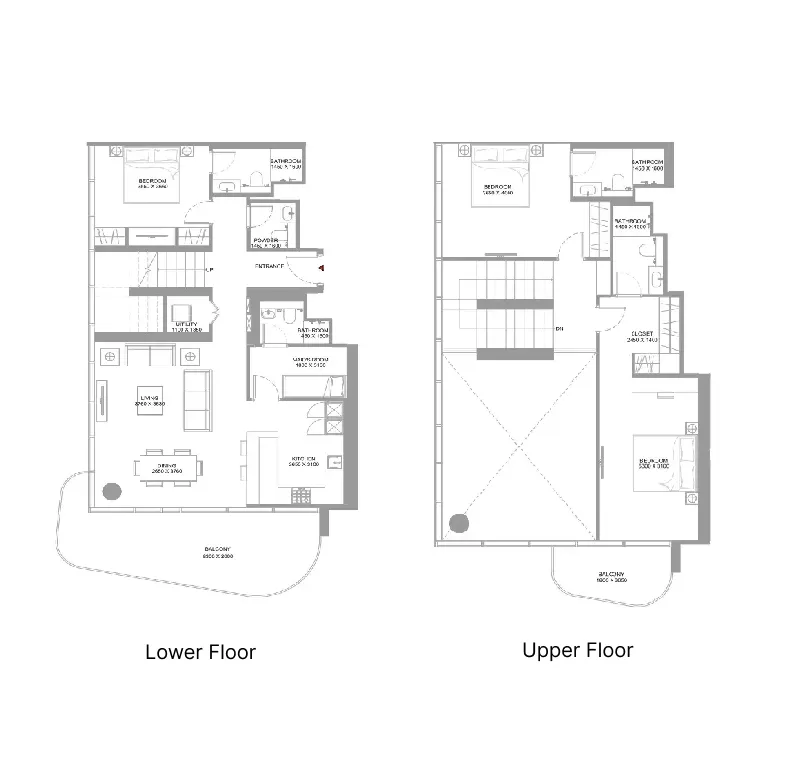 Pierside Marina Residences — планировка 3 BR Type B