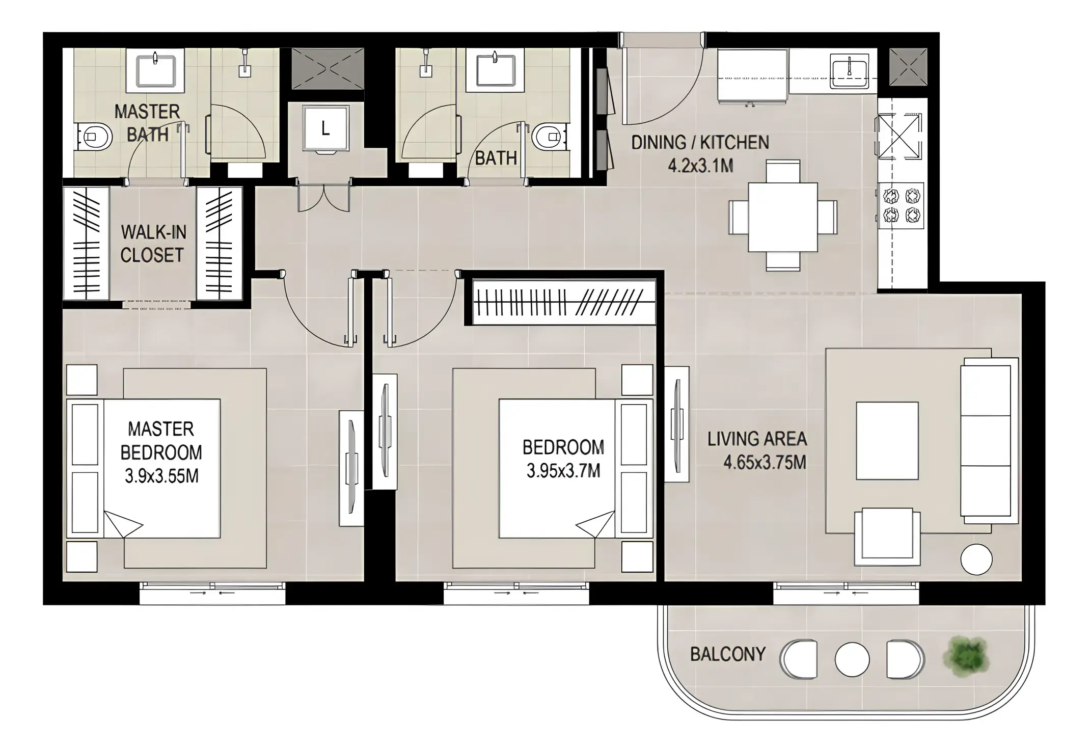 Savannah — планировка 2 BR Type C