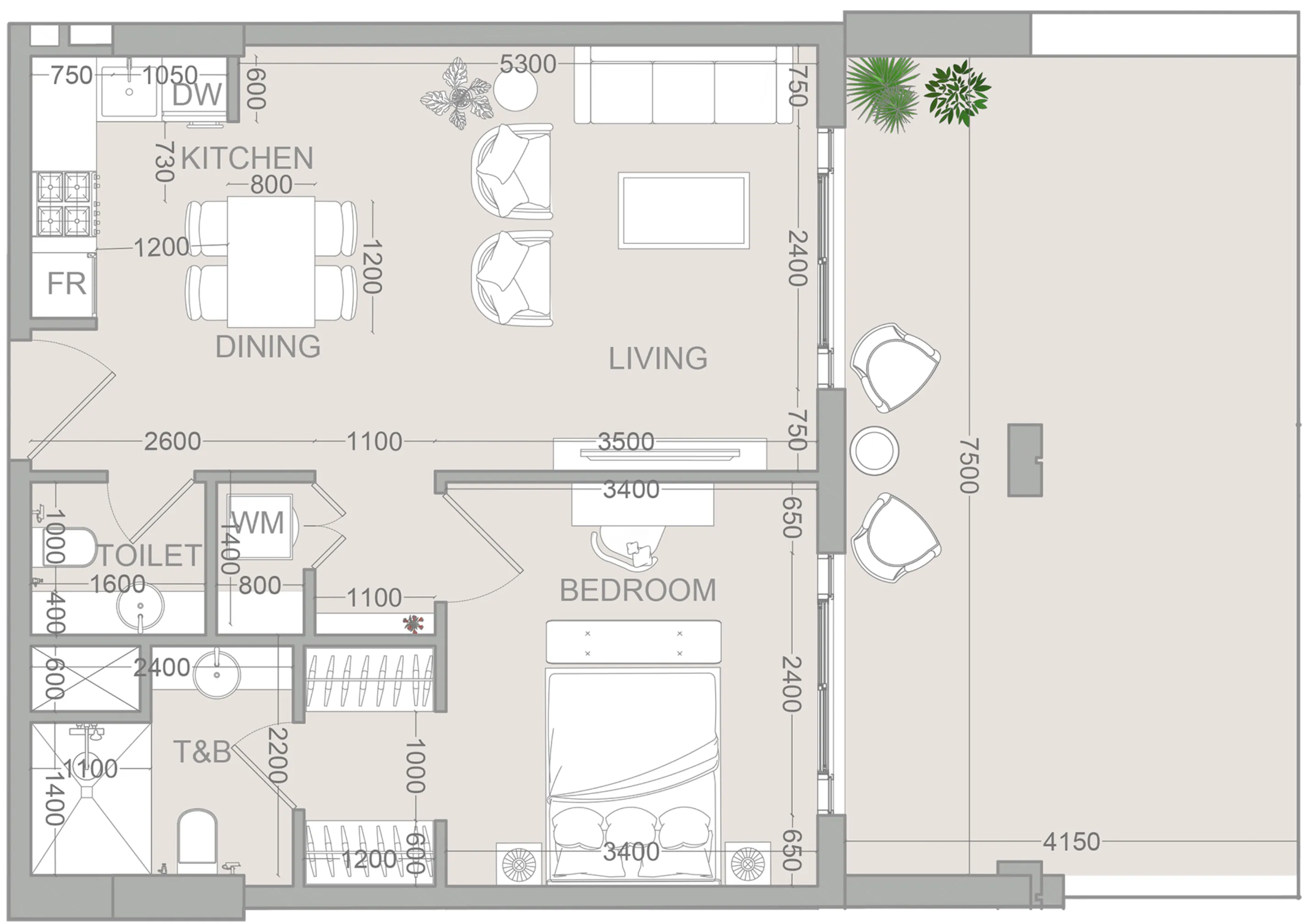 VERDAN1A 2 — планировка 1 BR Type A