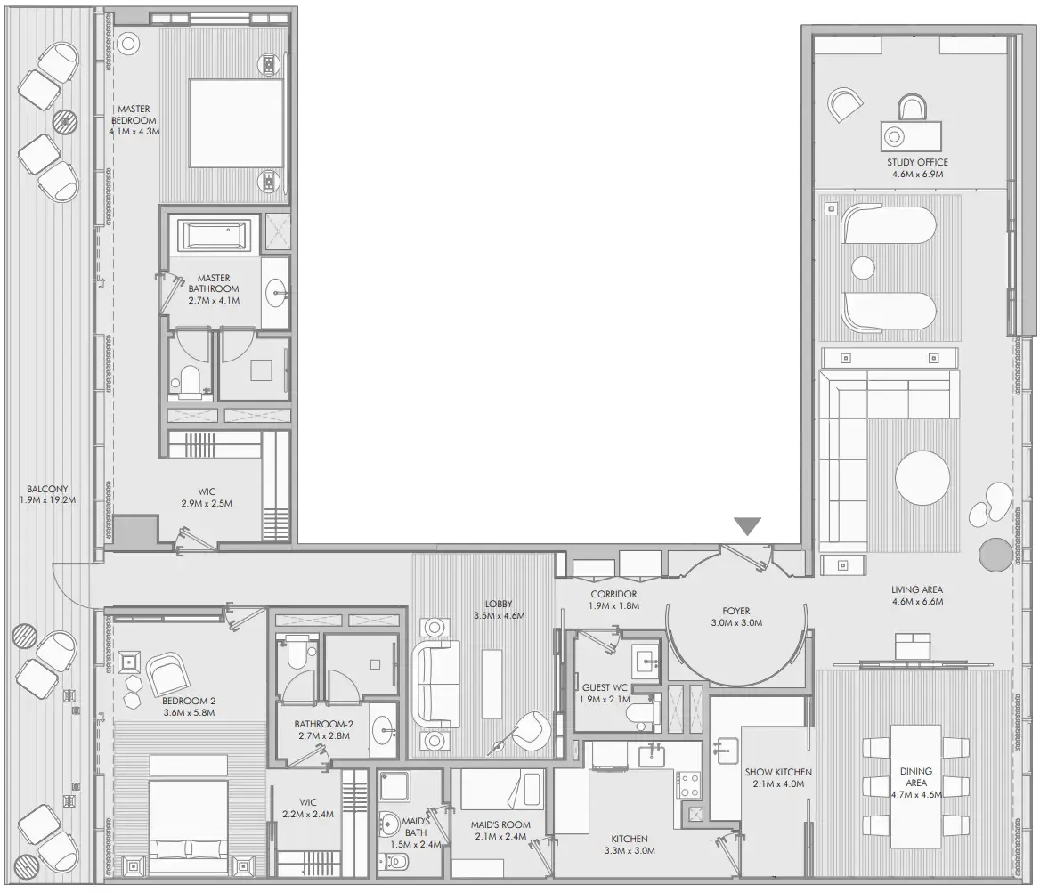 Armani Beach Residence — планировка 2 BR Type E