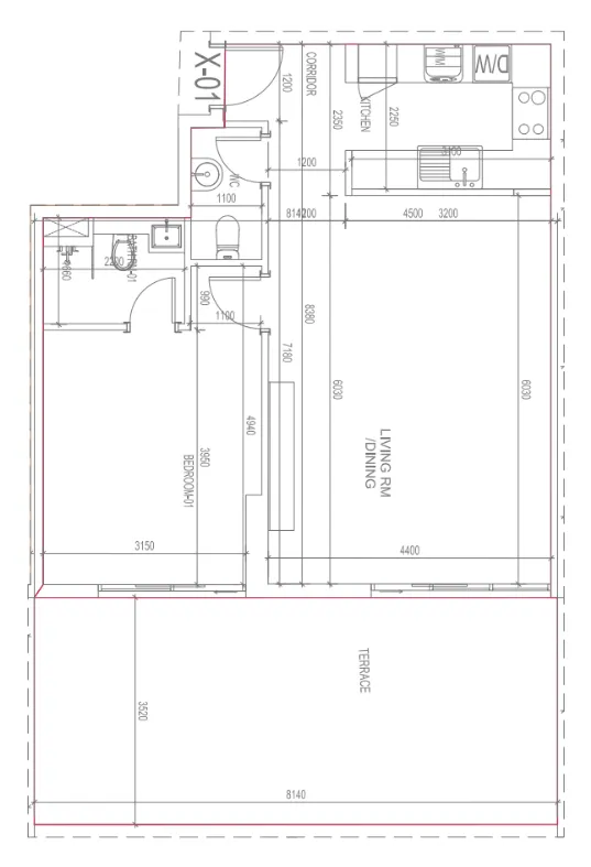 Blue Bay Walk — планировка 1 BR Type I