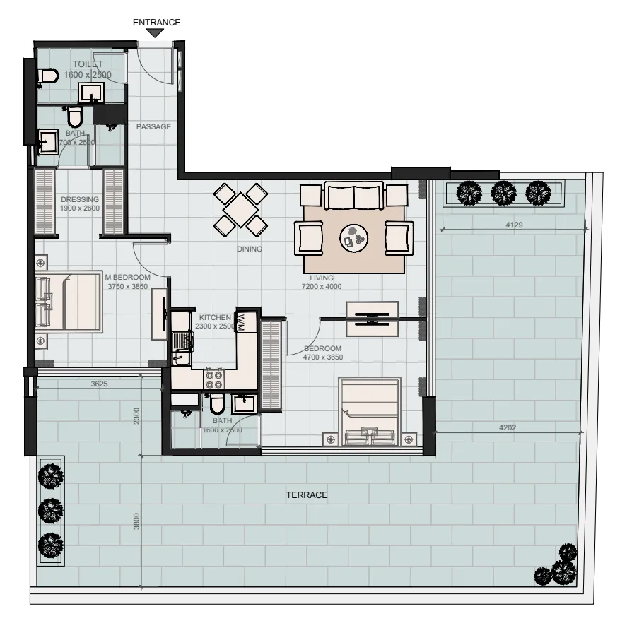Evora Residences — планировка 2br type a u102