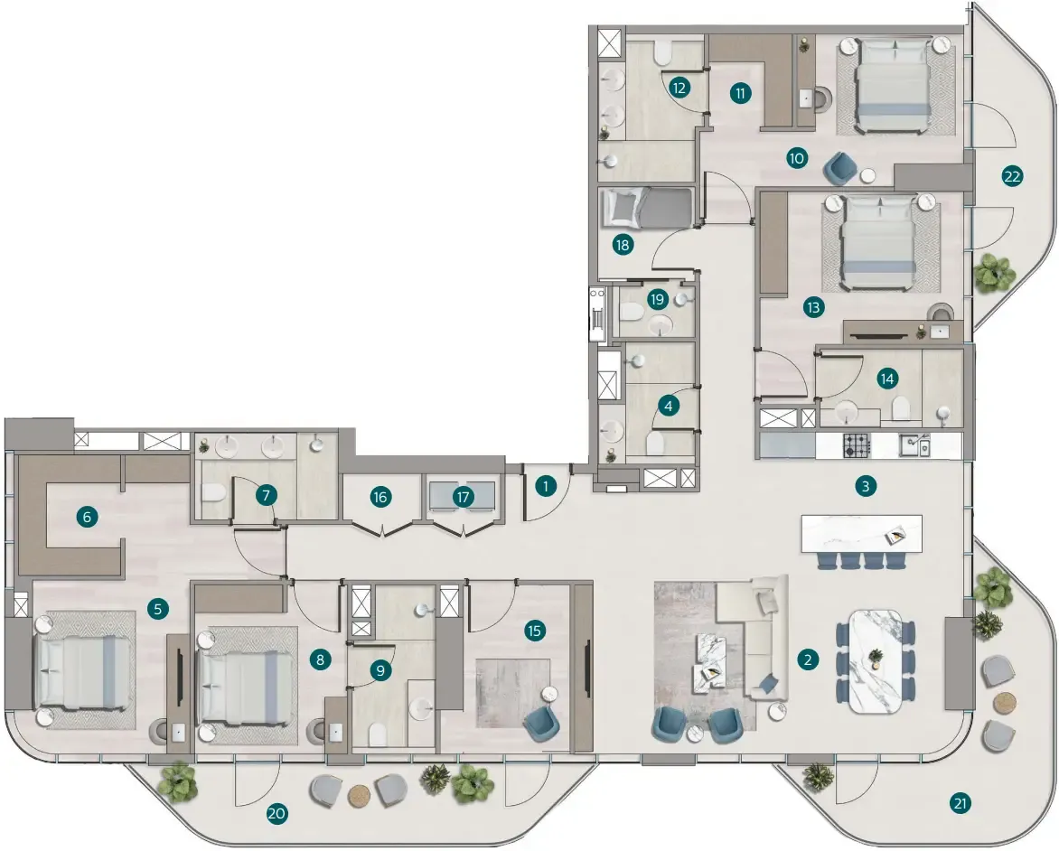 Flora Shore Beachside Residences — планировка 4 BR Type A