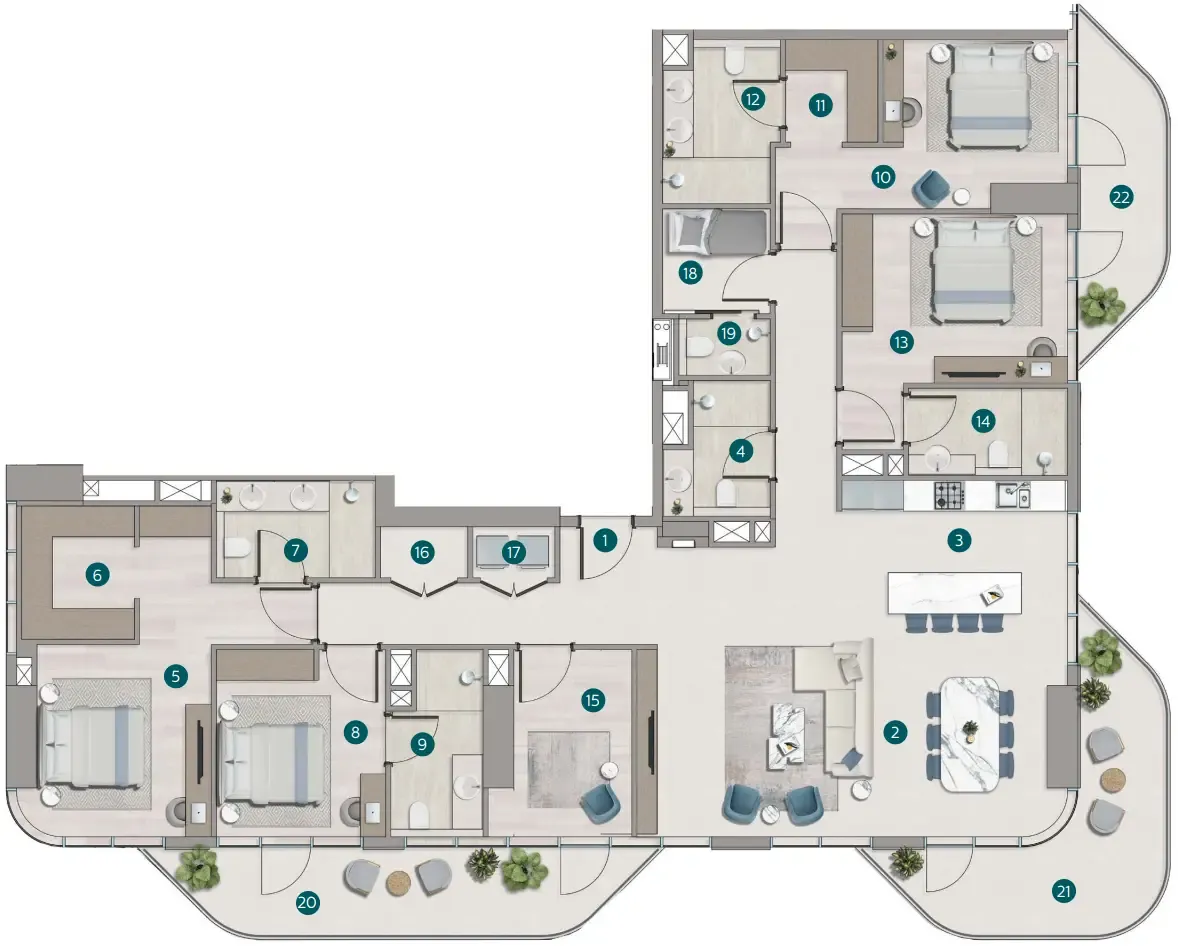 Flora Shore Beachside Residences — планировка 4 BR Type B