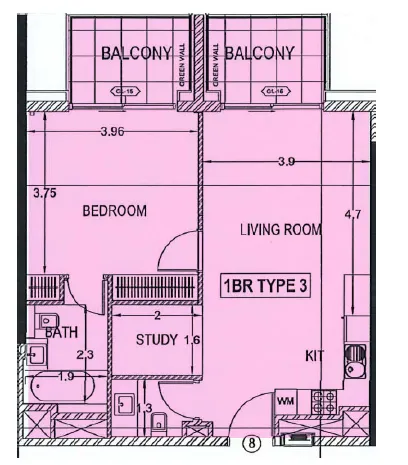 Maimoon Gardens — планировка 1 BR Type C
