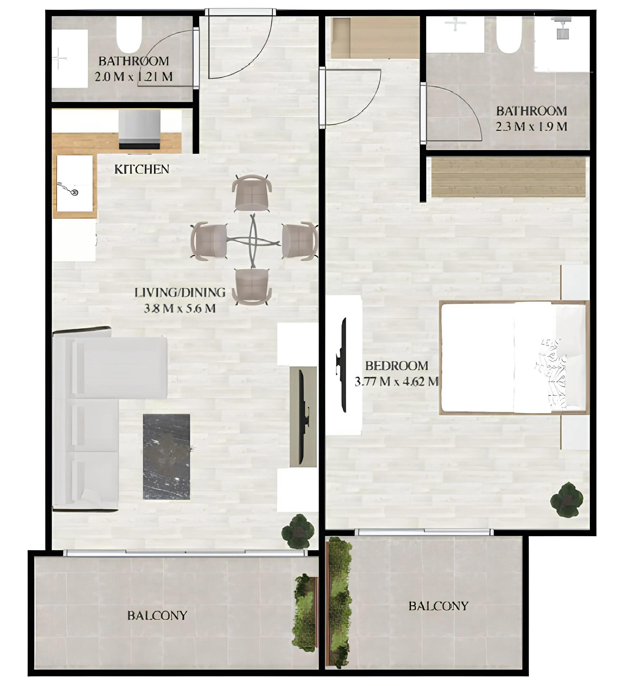 Maimoon Gardens — планировка 1 BR Type D
