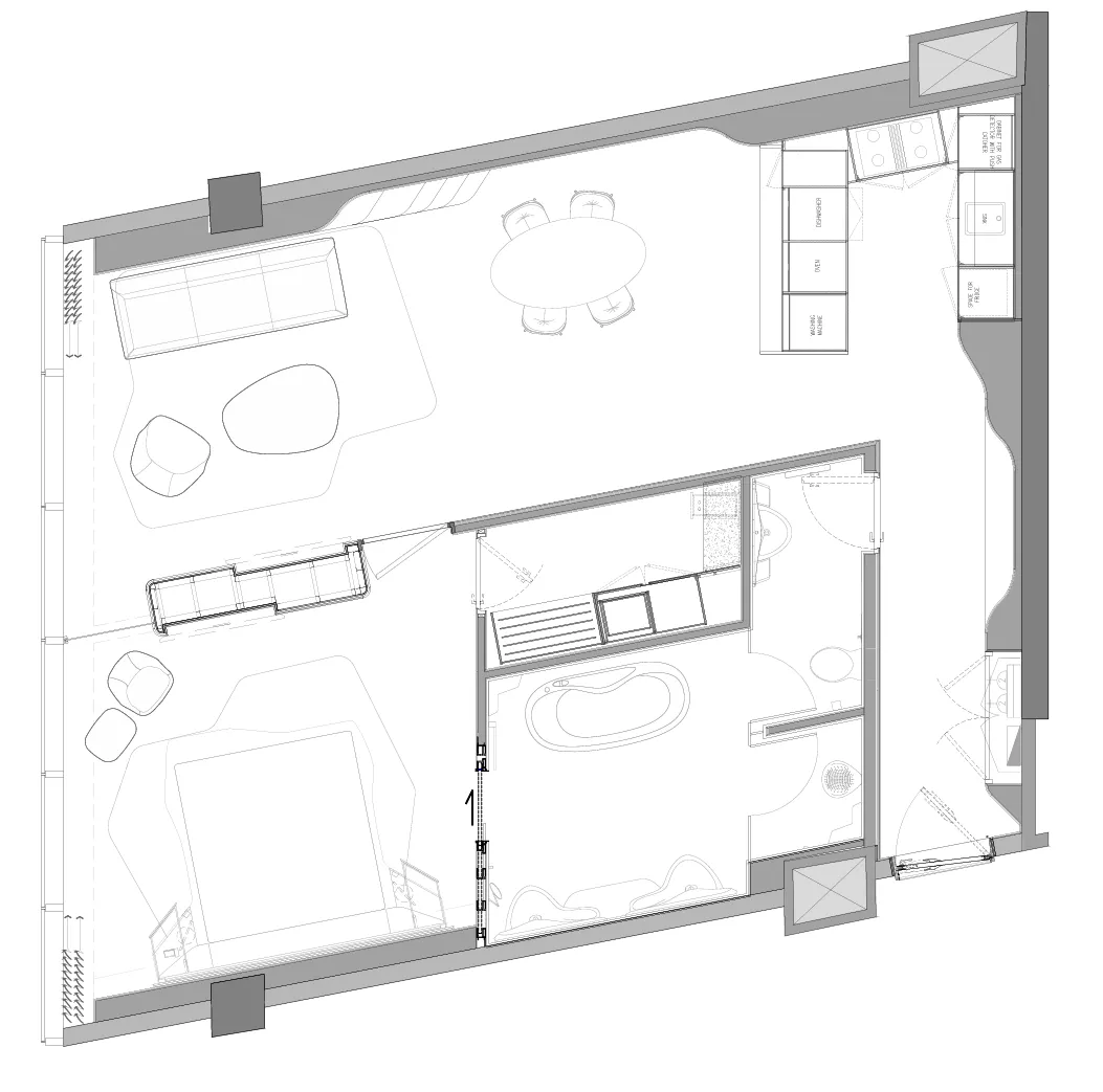 Opus By Zaha Hadid — планировка 1 BR Type A