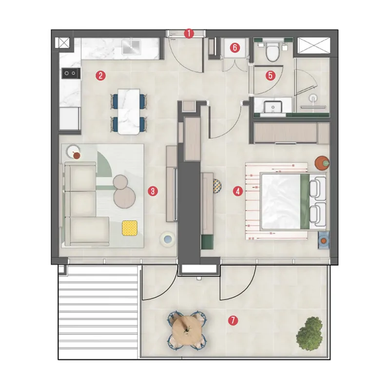 Rove Home Meydan Horizon — планировка 1 BR Type I