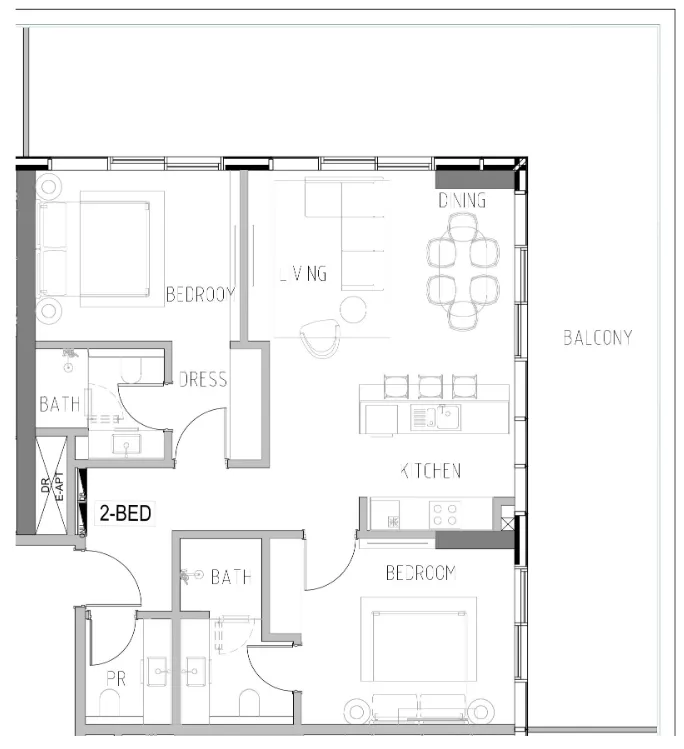 Shoreline — планировка 2BR Type B