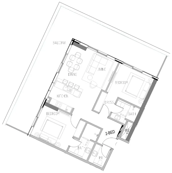 Shoreline — планировка 2BR Type С