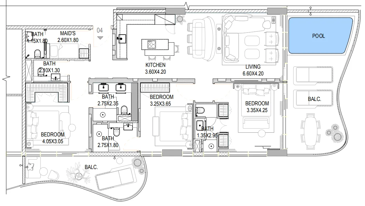 The Pier Residences — планировка 3 BR Type B