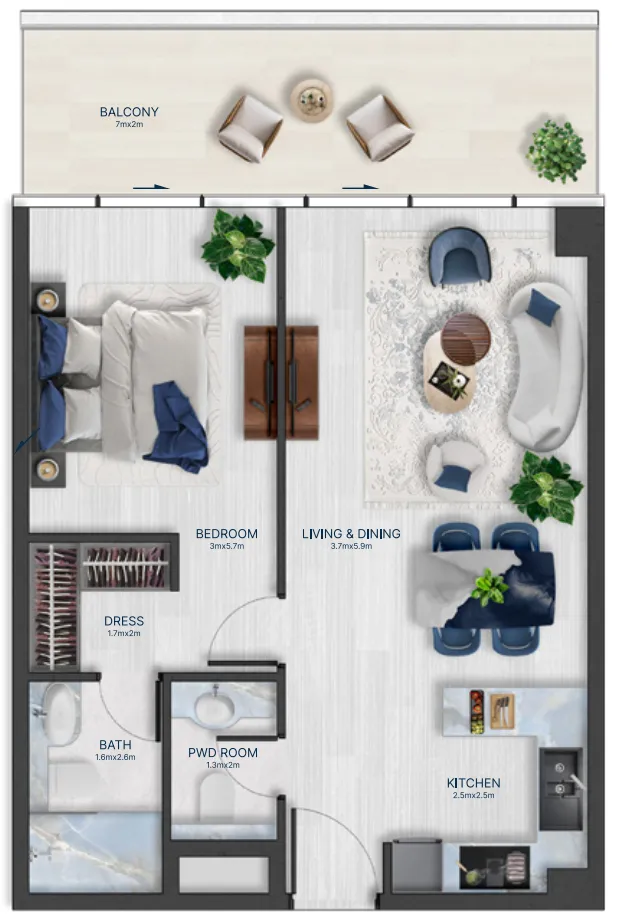 Acacia by BNW Developments — планировка 1 BR Type C