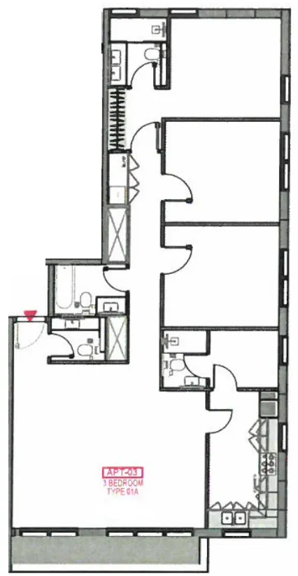 Al Mamsha Sharjah — планировка 3 BR Type A
