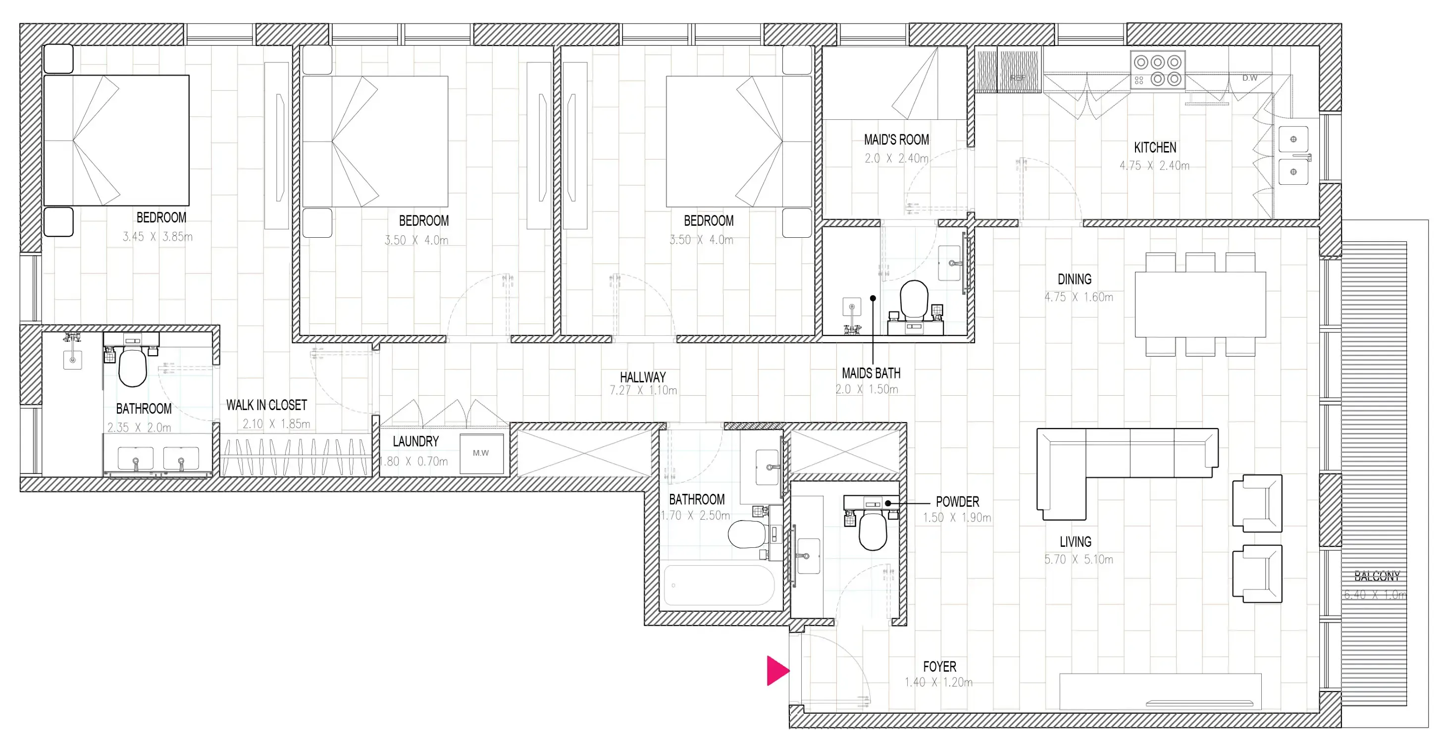 Al Mamsha Sharjah — планировка 3 BR Type AL