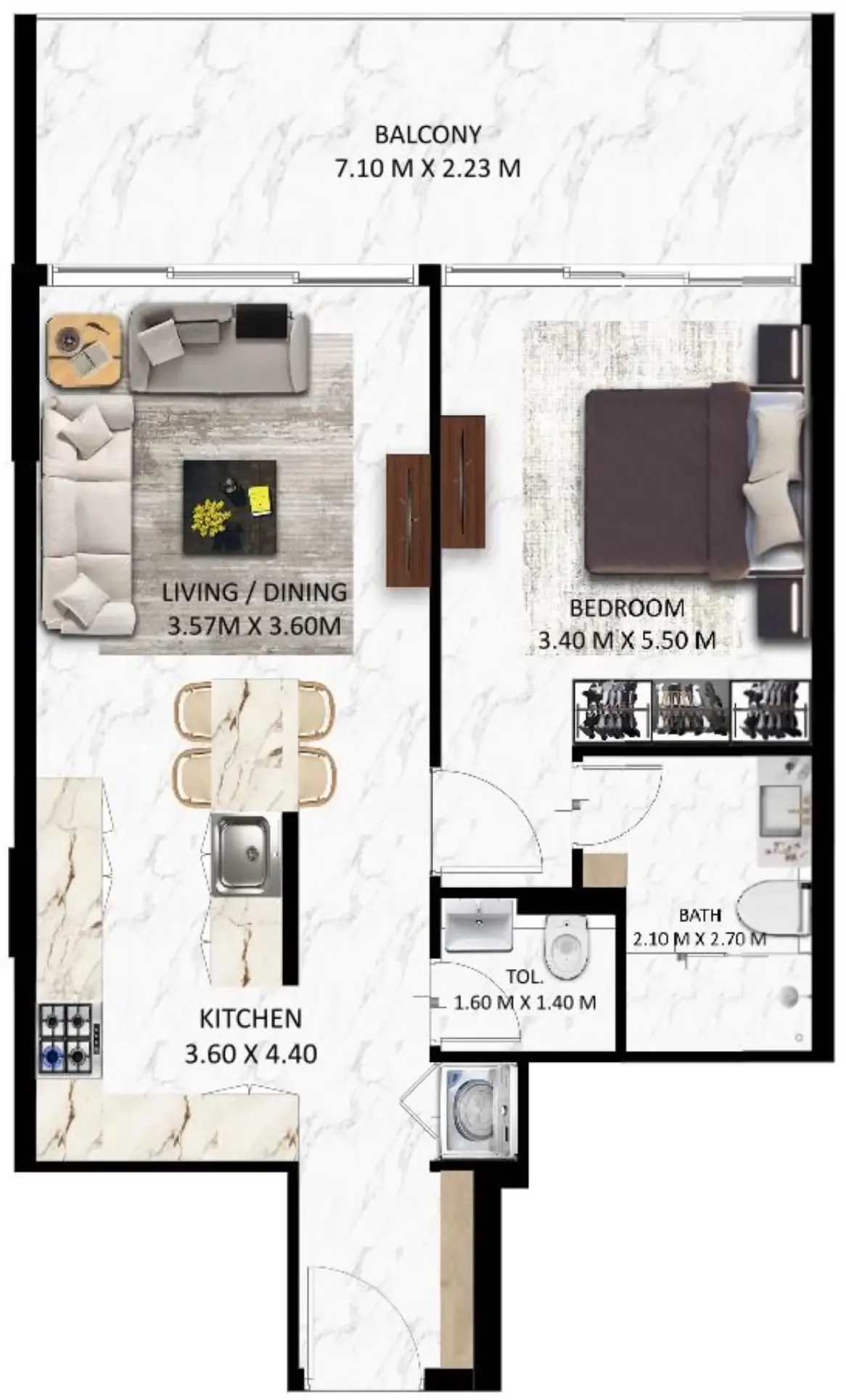 Bling Avenue 1 — планировка 1 BR Type A