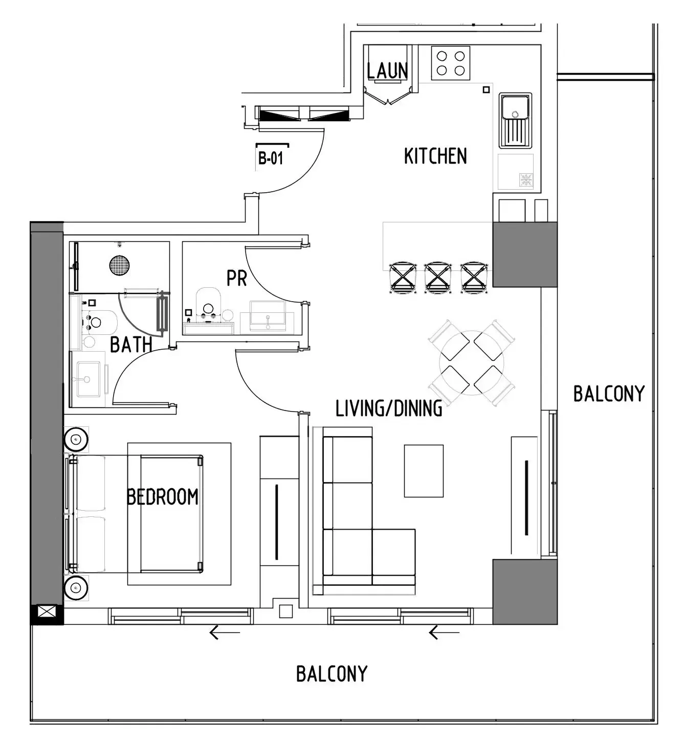Chelsea Residences — планировка 1 BR Type I