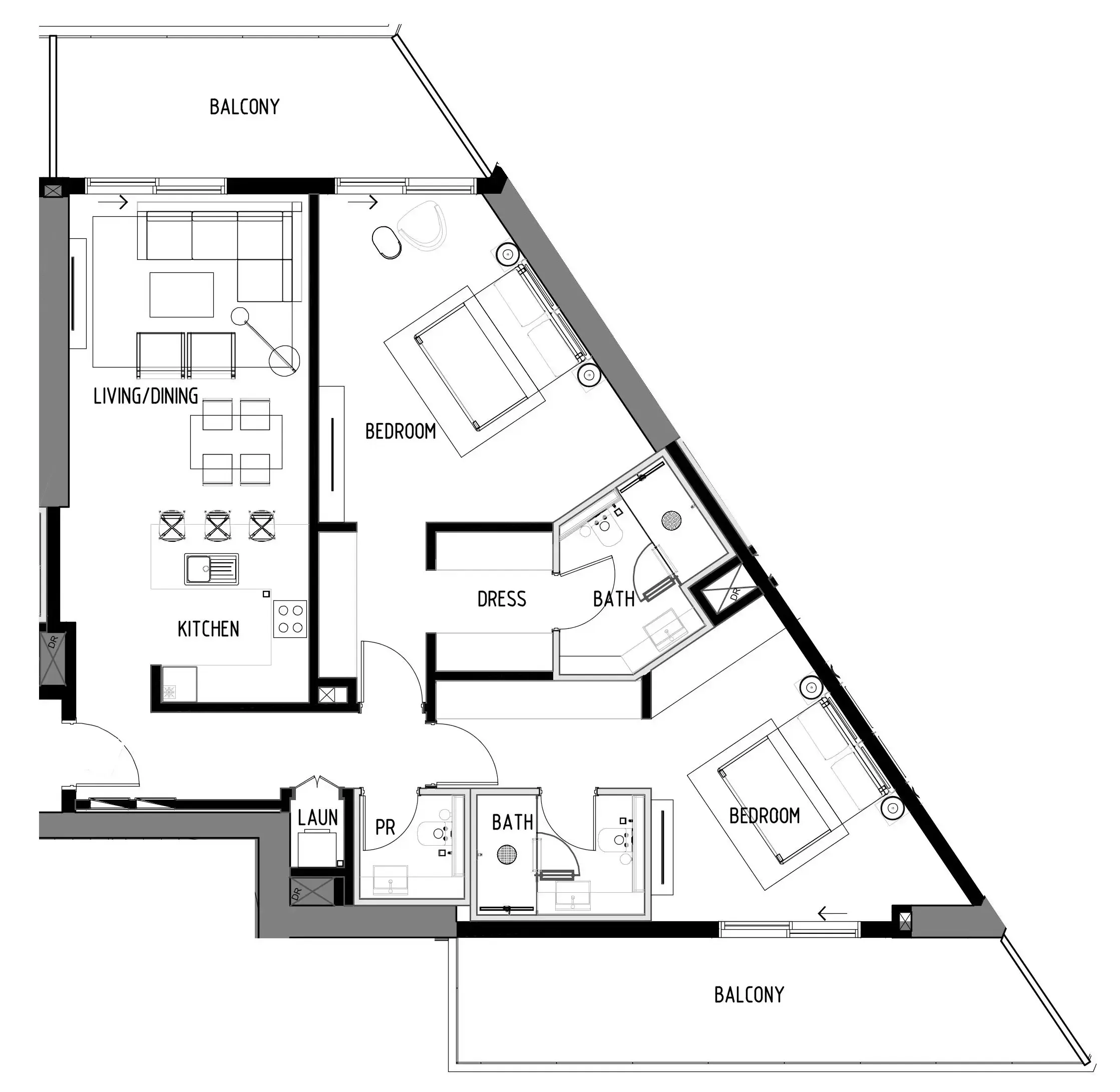 Chelsea Residences — планировка 2 BR Type H